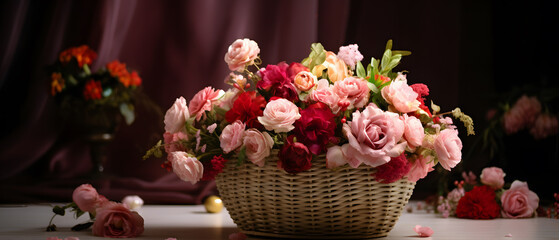 Obraz na płótnie Canvas Basket with luxury quality flowers