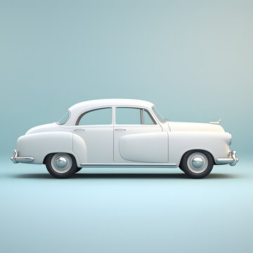 Vintage white car with a blue background