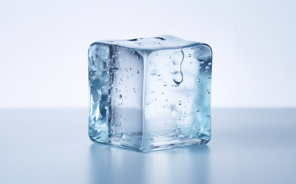 Ice cube on white background. Generative AI