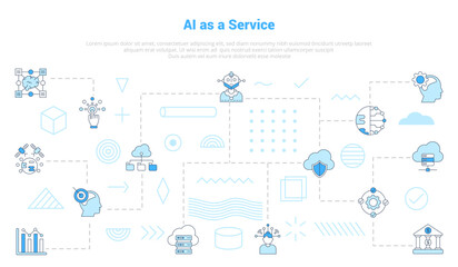 aiaas artificial intelligence as a service concept with icon set template banner with modern blue color style