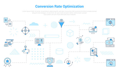 cro conversion rate optimization concept with icon set template banner with modern blue color style