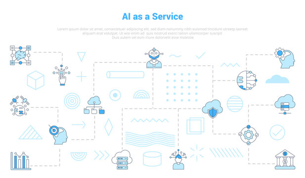 aiaas artificial intelligence as a service concept with icon set template banner with modern blue color style