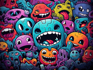 a pattern of a large number of monsters
