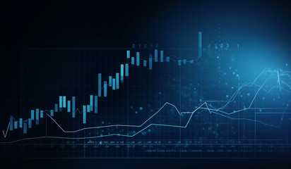 Bright blue background with financial graph bars