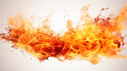 Hot Fire flames on white background AI generated image