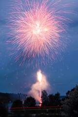 Fireworks celebration with long exposure