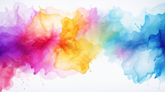 Colorful watercolor paint stain drips AI generated image