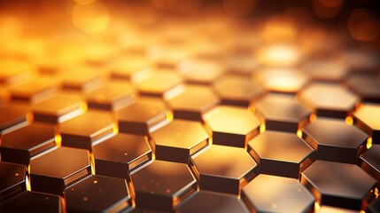 Fototapeta premium Modern hexagon honeycomb gold effect AI generated image