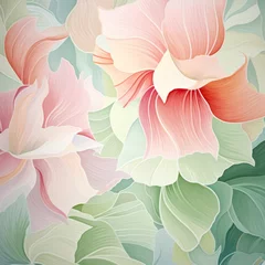 Seamless floral colorful pattern on a green pastel background perfect for wrappers, wallpapers, postcards, greeting cards, wedding invitations, romantic events. © Zuyu