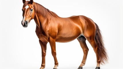 Beautiful brown horse run forward AI generated image