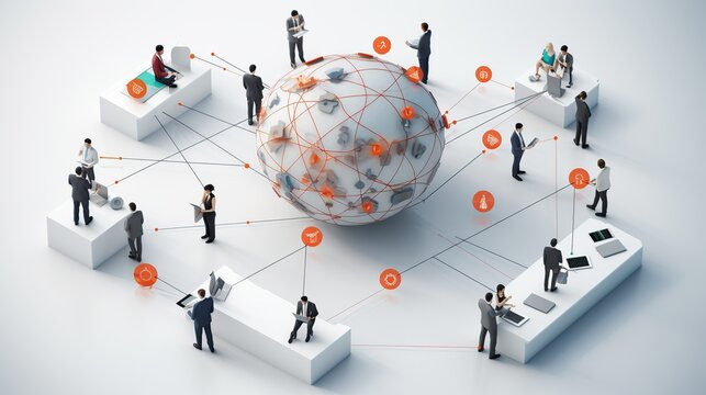 Modern Business global network connection telecommunication technology concept, Futuristic AI generated image