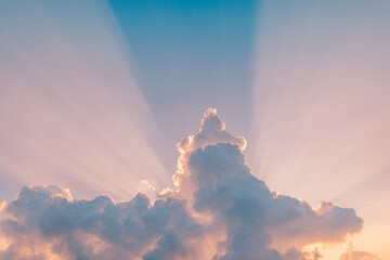 Meditation zen inspire nature pattern. Beautiful colorful dramatic sky with clouds at sunset or sunrise. Background of dream sky concept abstract sunlight sun rays with twilight colors sky and clouds