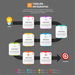 Road map steps, Infographic design template and marketing icons, with 7 options, parts, steps or processes,Business concept