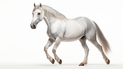 Naklejka na ściany i meble Beautiful White horse run forward AI generated image