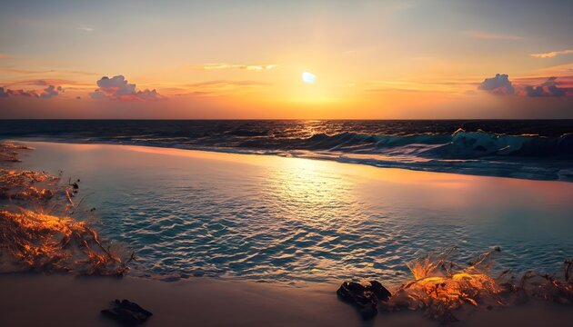 sunset on the beach, Sun, Sunset, Beach, Sad, Romantic, View, Scene, Senary, Red, Yellow, Orange, Water, Sea, Beautiful view, Amazing, Summer,