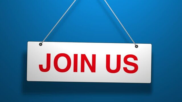 Join Us Hanging Sign 3D Animation