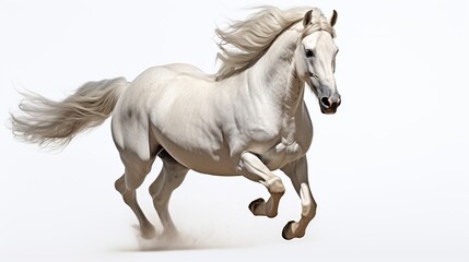 Naklejka na ściany i meble Beautiful White horse run forward AI generated image