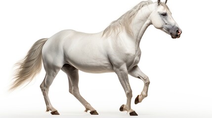 Fototapeta na wymiar Beautiful White horse run forward AI generated image