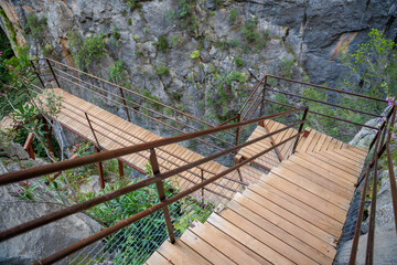 Sapadere canyon with wooden paths in the Taurus mountains near Alanya, Turkey