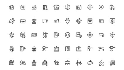  Industry and construction icons. Thin line icons collection.