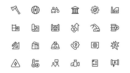  Industry and construction  icons. Thin line icons collection.