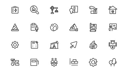  Industry and construction  icons. Thin line icons collection.