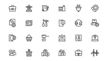  Industry and construction  icons. Thin line icons collection.