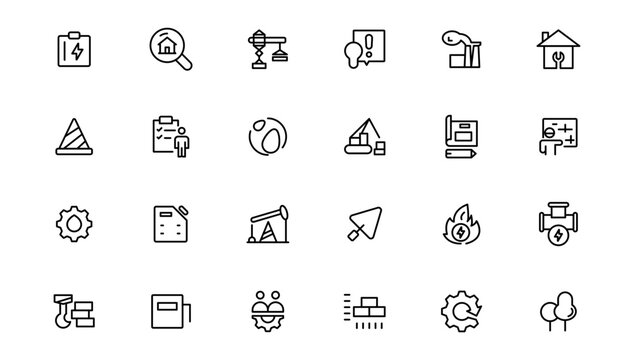  Industry and construction  icons. Thin line icons collection.