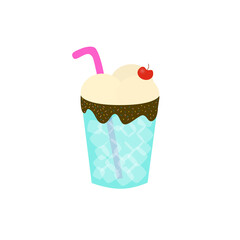 Cream soda with sprinkles, chocolate sauce and cherry
