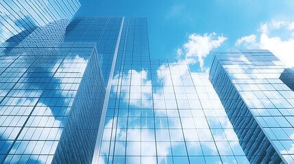 Plakat modern office building in sky
