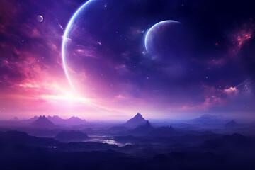 An environment on a planet in a very distant space.