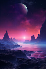 An environment on a planet in a very distant space.