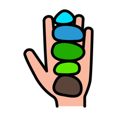 Stone therapy icon. Lithotherapy. Reflexology. Traditional chinese medicine.