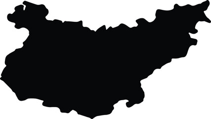 Silhouette map of Badajoz Spain with transparent background.