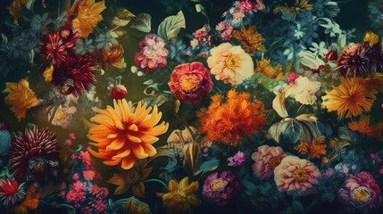 Fototapeta na wymiar vintage motif for floral print digital background