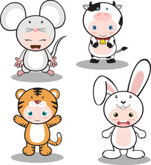 set of cute cartoon animals