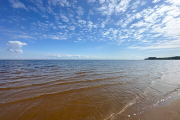 empty lake shore in summer