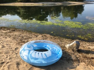 air water tire on the beach