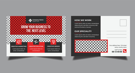 Red Corporate business modern postcard or EDDM postal card design template for business promotion services