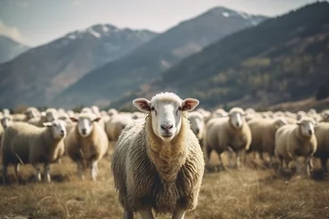 Badezimmer Foto Rückwand sheep in the mountains, scenic © Creative Pixels