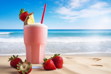 Strawberry Shake Near The Ocean