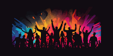 Obraz na płótnie Canvas Cheerful people having fun celebrating. Crowd of fun. Vector illustration design.