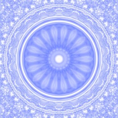 A pastel blue embossed circle background image embellished with a glittering backdrop.