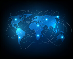 Global network connection world map point illustration