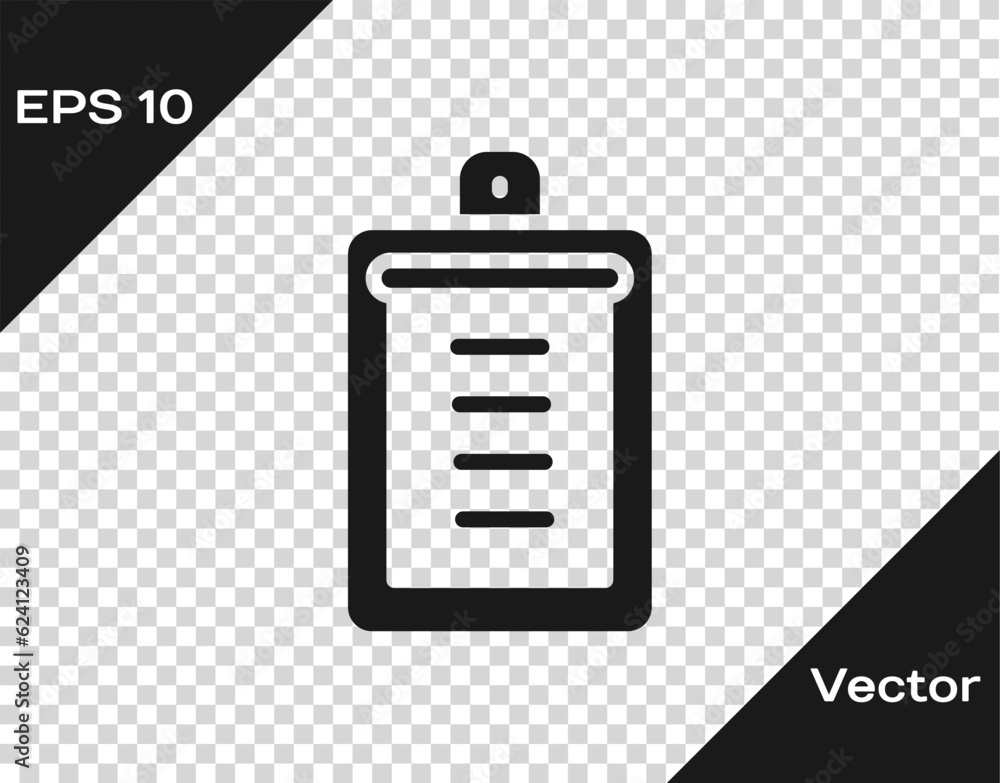 Poster black clipboard with checklist icon isolated on transparent background. control list symbol. survey 