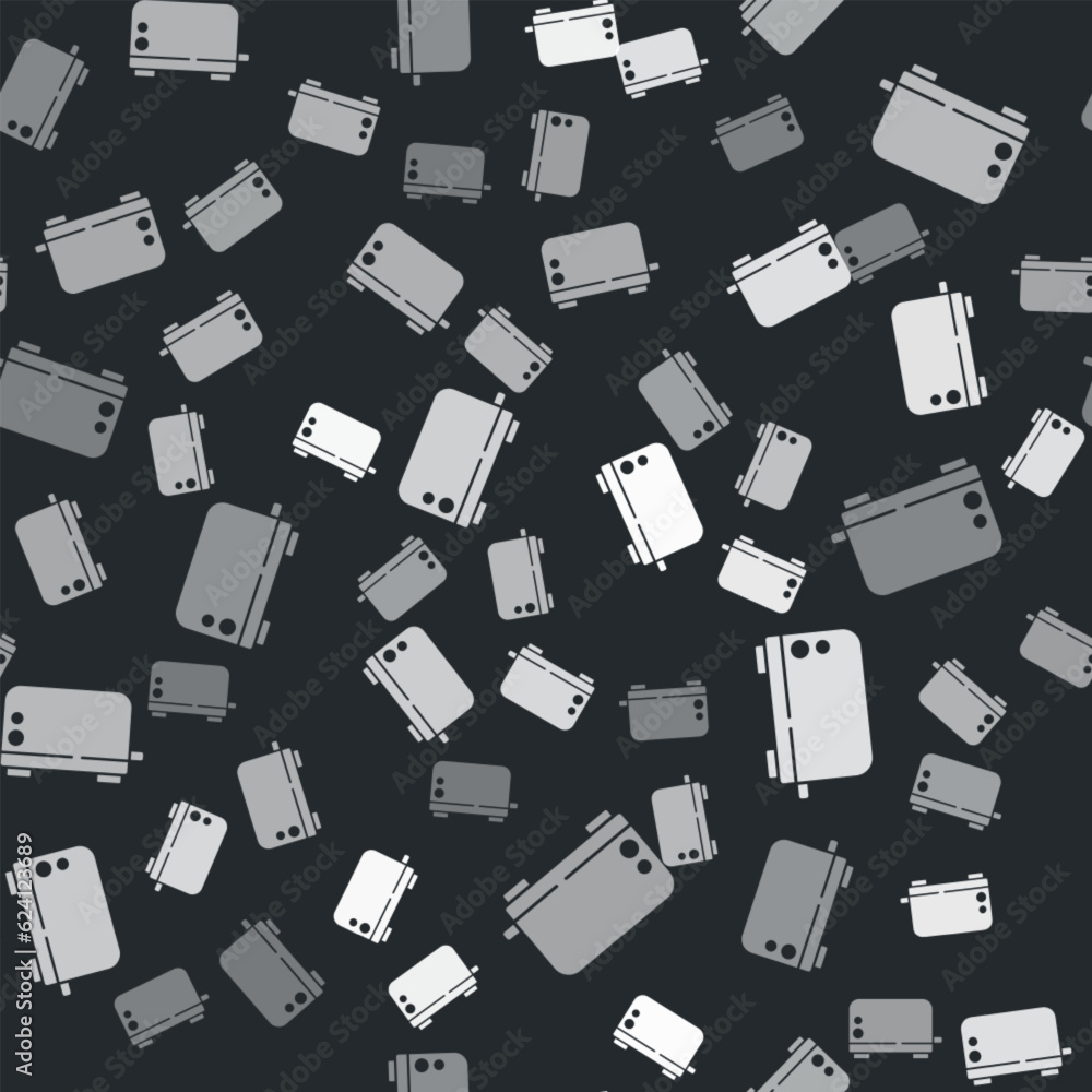Poster grey toaster icon isolated seamless pattern on black background. vector