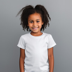 A Girl wearing shirt at grey background (Generative AI)