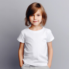A Girl wearing shirt at grey background (Generative AI)
