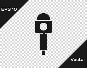 Black Microphone icon isolated on transparent background. On air radio mic microphone. Speaker sign. Vector