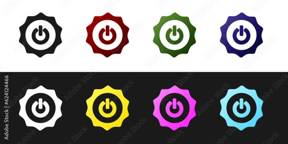Poster set power button icon isolated on black and white background. start sign. vector